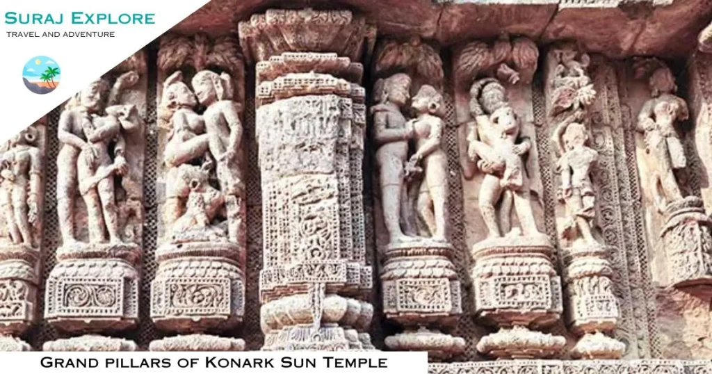 Feature of extremely huge and grand pillars of Konark Sun Temple
