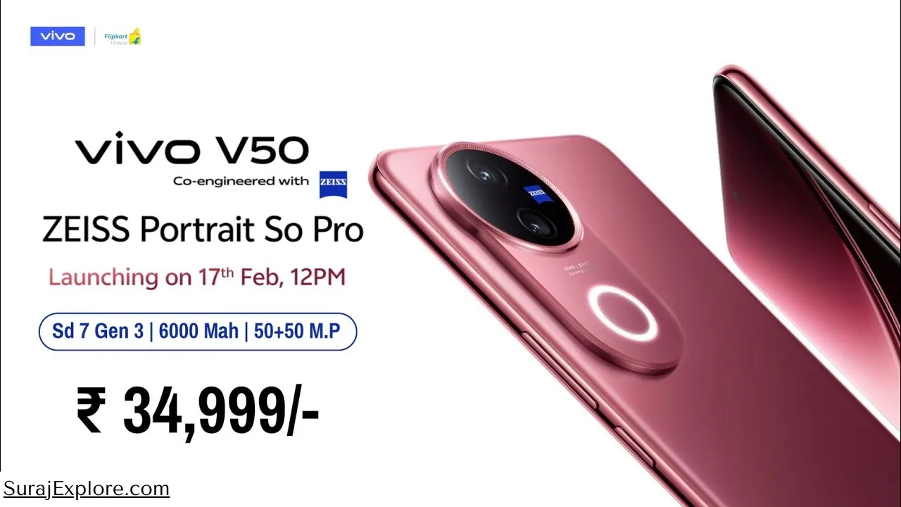 Vivo V50 5G Phone इंडिया में लॉन्च, इस मोबाइल में है 12GB RAM, 50MP Selfie कैमरा और 6000mAh बैटरी
